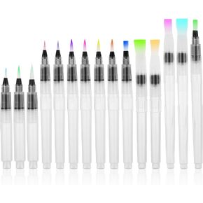15 Pcs Refillable Watercolor Brush Pens Plastic Waterbrush Pens for Watercolor Leakproof Water Pens for Watercolor Large-Capacity Water Storage Paint Brush for Paiting Calligraphy(3 Size:7.5/6/4.7 In)