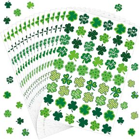 Frienda 1296 Pcs St. Patrick's Day Stickers Green Shamrock Shape Stickers 24 Sheets St. Patrick's Day Label Tag Self Adhesive Craft Stickers for Irish Holiday Party Box Cards Seal Envelopes Decoration