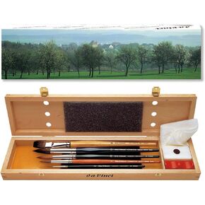 da Vinci Watercolor Series 5240 Deluxe Paint Brush Set, Natural Hair and Synthetic with Wooden Storage Box and Brush Soap, Multiple Sizes, 5 Brushes (Series 36, 991, 5530, 5550)