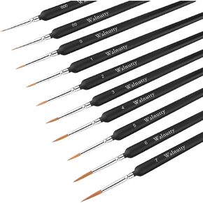 10PCS Detail Paint Brush, Premium Miniature Painting Brushes Kit, Mini Paints Brush Set for Acrylic, Watercolor, Oil, Face, Nail, Scale Model Painting, Line Drawing(Black)