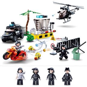 City Police Chase Building Set, SWAT Mobile Command Police Truck Building Toy with Helicopter & Police Motorcycle, Compatible with Lego City Police Station, Gift Toys for Boys Girls Aged 6+, 540 PCS