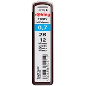 rOtring Tikky Mechanical Pencil Lead 0.7mm, 2B, 12 Lead (R505 706 2B)