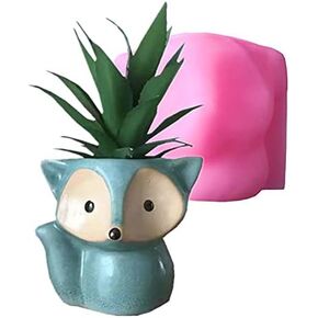 3D Fox Vase Silicone Concrete Planter Moulds,Silicone Flower Pot Molds,Handmade Resin Craft Clay Cement Pot Molds