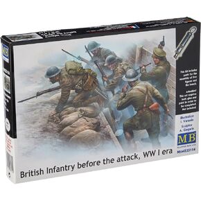 Master Box Models 1/35 British Infantry Before The Attack WWI Era with Mini-Diorama Trench 5 Figure Set