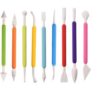 kiniza 9 Pieces Clay Sculpting Tools, Plastic Modeling Clay Tools for Kids，Double-Head Plastic Ceramic Pottery Tool Kit,Crafts Clay Modeling DIY Kit Cook Decorating Tools for Shaping and Sculpting