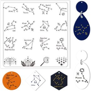 CHGCRAFT Polymer Clay Texture Sheets Constellations Clay Texture Mat Silicone Texture Stamp Clay Modeling Pattern Pad Silicone Clay Texture Mat for Jewelry Earring Making 5.5x5.5inch