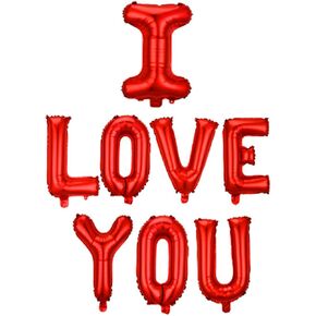 Valentines Day Balloons I LOVE YOU Letters Foil Balloon Red I Love You Foil Balloon for Valentines Party Anniversary Wedding Decoration Supplies