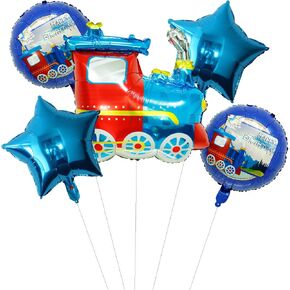 Train Birthday Balloon Kit Train Foil Balloons Five-pointed Star Foil Balloons Baby Shower Train Themed Birthday Party Decorations Supplies
