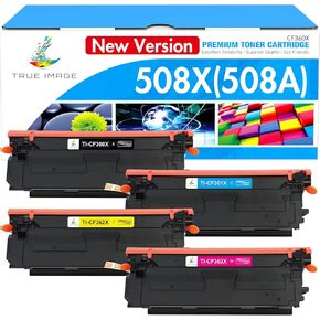 M553 508X 508A Toner Cartridges Set 4 Pack High Yield Compatible Replacement for HP 508A 508X CF360X CF361X CF362X CF363X New Version for HP Laserjet M553N M553X M553dn M577 Printer Ink (B/C/Y/M)