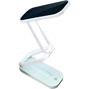 keeda Solar Foldable Desk Lamp, Portable Dimmable LED Reading Lamp with Solar & USB Charging Port for Student Bedside Night Light Cordless Table lamp for Office, Bedroom, Travel, Emergency (Pink)