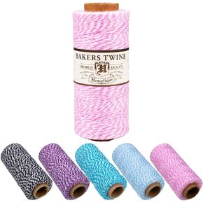 Craft County 100% Cotton Twine Spools – 2-Ply Crafting Cord 1mm Thick in 410 ft (125m) – Black and White