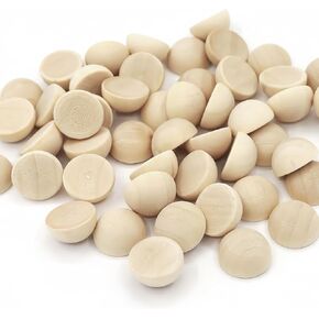 300 Pcs Unfinished Half Wood Balls, Natural 1 Inch Split Wooden Balls, Round Half Wooden Beads for Craft, Arts, Decorative Supplies and DIY Projects