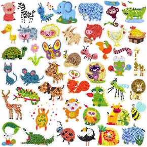 AGGKKY 42 Pcs Diamond Art Kits for Kids 5D Gem Art Stickers for Boys Girls 4-8 8-12 Cute DIY Mosaic Diamond Arts and Crafts Paint by Numbers Kits Toy for Kids and Adult Beginners Birthday Gifts