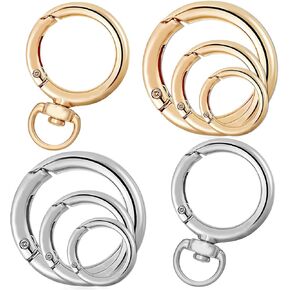 8Pcs Gold and Silver Ring Holder Keychains, Jewellery Mental Keychain Clips Round Key Chain Rings Spring Carabiner Key Rings Decor, Keychain Rings for Crafts Bag DIY Jewellery Making Accessories