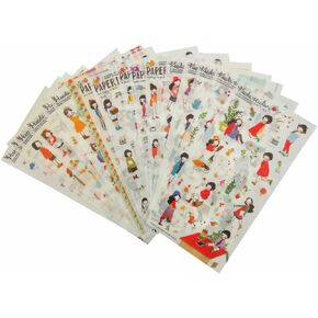 18 ورقة ملصق Scrapbooking لطيف فتاة pvc ملصقات شفافة kawaii قرطاسية مخطط اليوميات قصاصات السفر مجلة يدوي مصنوعة يدوي اليومية مجلة هدايا مربع الظروف ديكور ديكور ملصق ديكور
