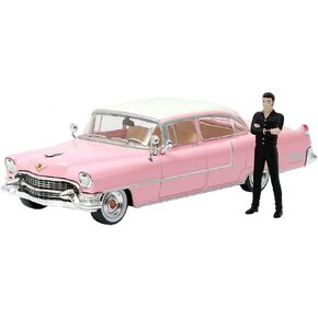 Elvis Presley's 1955 Pink Cadillac Fleetwood Series 60 with Elvis Presley Figurine 1/43 Diecast Model Car by Greenlight 86436