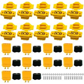 10Pairs XT60E-F Female Plug XT60h XT60 Male Bullet Connector Wire Cable Plug with PVC Protective Sleeve Dust Cap for RC FPV Lipo Battery RC Quadcopter