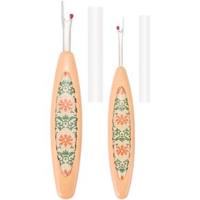2Pcs Vintage Seam Rippers, Ergonomic Handle Stitch Ripper, Sharp Seam Ripper Tool for Sewing with Storage Cases, Durable and Handy Crafting Removing Threads Tools (Ivory White Botanical Florals)