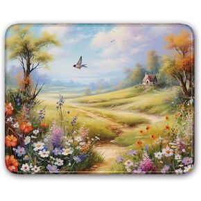 Rabbit and Flowers Design, Small Gaming Mouse Pad Portable Mouse Pad Travel Mouse Pad for Laptop Non Slip Mouse Pad, 26x21cm
