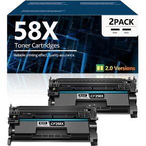 High Yield 58X CF258X Toner Cartridge Black Replacement for HP 58X CF258X 58A CF258A Laser Enterprise M406dn, Laser Pro M404 Series, Laser Pro MFP M428 Series Printer 2 Pack (with Chip)