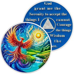 Lighthouse Waves Sobriety Coin | Alcoholics Anonymous Coins AA Sobriety Gifts for Men & Women | Celebratory Living Clean AA Coin for Annual Sober Chip Anniversary | AA Chips and AA Medallions