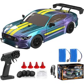 1:16 Scale RC Drift Car 4WD 2.4GHz 30KM/H High Speed Racing Sport Toy Car with LED Lights, Racing and Drift Wheels (8100-Black)
