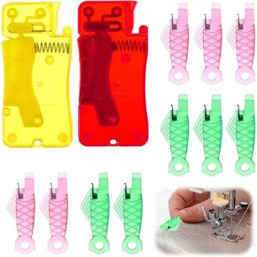 12 Pcs Fish Type Sewing Machine Needle Threader, Fish Mouth DIY Needle Threader, Automatic Sewing Needle Threader Simple Needle Threader, Plastic Loop Needle Threader for Hand Sewing