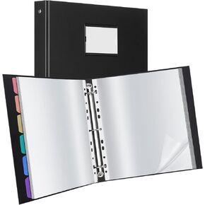 Uquelic Binder with Plastic Sleeves for Letter/A4 Size(11'' x 8.5'') Binder with Dividers for Documents, Certificates and Artwork, 200 Pages Display with Colorful PP Divider Pages (Black, 100-Pockets)