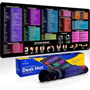 Excel Cheat Sheet Desk Pad, 35"x15.7", Waterproof Extra Large Excel Shortcut Mat with Stitched Edges, Anti-Slip Excel Mouse Pad for Office Desk, MS Excel/Word/Powerpoint & Windows Shortcuts
