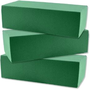 Enenes 3 Pack Floral Foam Blocks, Green Wet Dry Flower Foam Plant Foam for Fresh & Artificial Flower Arrangements DIY Craft (9"L x 4.2"W x 2.6"H)