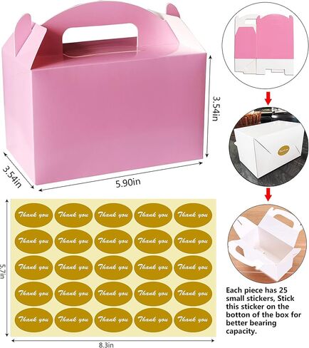 YUYNLEP 24 Packs Pink Treat Boxes Party Favor Boxes Goodie Gable Boxes Paper Box for Girls Unicorn Theme Birthday Party Gift Giving Baby Shower 5.9 x 3.5 x 3.5 Inches in Saudi Arabia
