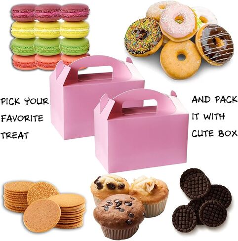 YUYNLEP 24 Packs Pink Treat Boxes Party Favor Boxes Goodie Gable Boxes Paper Box for Girls Unicorn Theme Birthday Party Gift Giving Baby Shower 5.9 x 3.5 x 3.5 Inches in Saudi Arabia