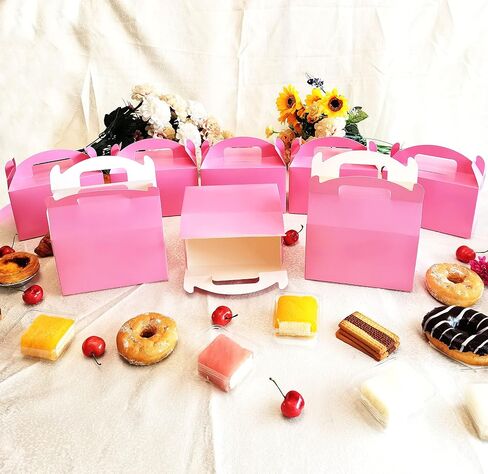 YUYNLEP 24 Packs Pink Treat Boxes Party Favor Boxes Goodie Gable Boxes Paper Box for Girls Unicorn Theme Birthday Party Gift Giving Baby Shower 5.9 x 3.5 x 3.5 Inches in Saudi Arabia
