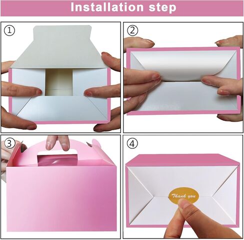 YUYNLEP 24 Packs Pink Treat Boxes Party Favor Boxes Goodie Gable Boxes Paper Box for Girls Unicorn Theme Birthday Party Gift Giving Baby Shower 5.9 x 3.5 x 3.5 Inches in Saudi Arabia