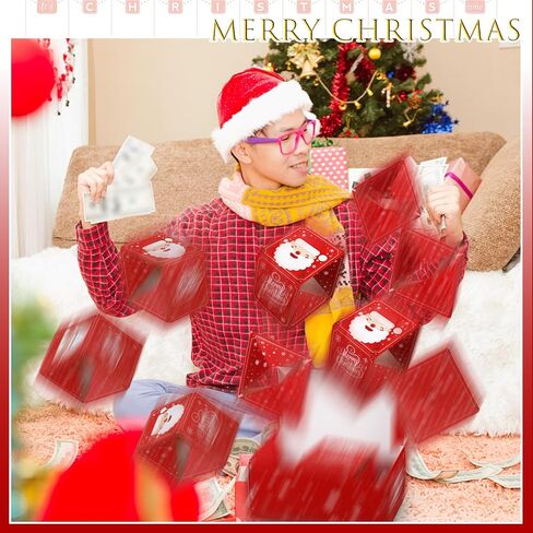 Kosiz Christmas Exploding Gift Box Set of 2 Exploding Pop Gift Box for Money Pop Gift Box Explosion Money Gift Boxes for Cash Birthday Xmas Relatives Friends Women Men Kids Gift (Santa Claus) in Saudi Arabia