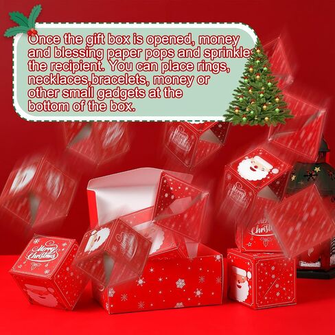 Kosiz Christmas Exploding Gift Box Set of 2 Exploding Pop Gift Box for Money Pop Gift Box Explosion Money Gift Boxes for Cash Birthday Xmas Relatives Friends Women Men Kids Gift (Santa Claus) in Saudi Arabia