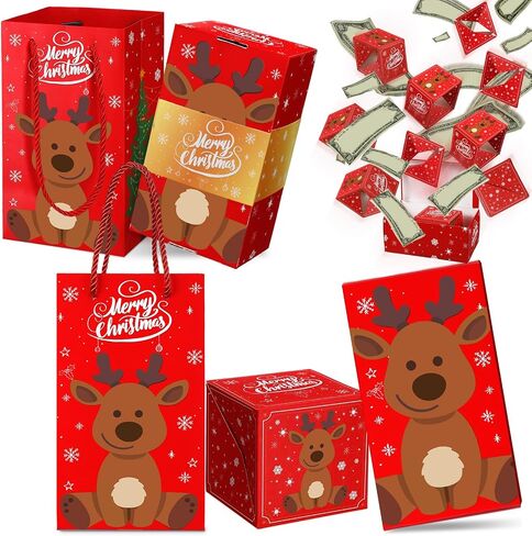 Kosiz Christmas Exploding Gift Box Set of 2 Exploding Pop Gift Box for Money Pop Gift Box Explosion Money Gift Boxes for Cash Birthday Xmas Relatives Friends Women Men Kids Gift (Santa Claus) in Saudi Arabia
