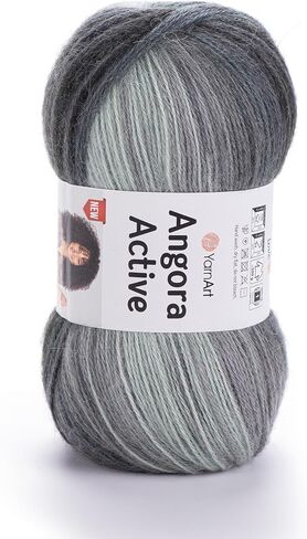 1 Skein YarnArt Angora Active Knitting Yarn, 25% Mohair 75% Acrylic, 100 g (3.5 oz), 500 m (546 yd), Yarn Weight 0: Lace, Variegated - 847 in Kuwait