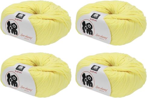 Cotton Yarn,100% Cotton Soft Knitting Yarn [for Hand DIY Bag Cushion Crocheting Knitting Projects Home Decor], -4 Skeins/4×218yards/4×4.54oz/Yellow in Kuwait