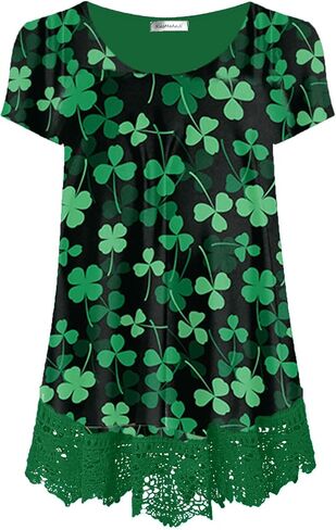 Plus Size Tunic Tops for Women Blouses Shirt Loose Fit Lace Extender Short Sleeve Halloween in Kuwait