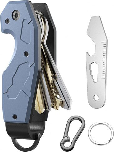 QEG Key Organizer,Keyholder Keychain, Compact Metal Key Case, Minimalist Innovative Key Fob,Key Organiser, Keychain For Men,Holds 2-6keys(Black texture) in Saudi Arabia