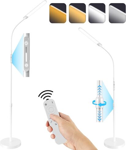 NXONE Led Floor Lamp,Modern Reading Adjustable Standing Height 4 Colors and Stepless Brightness Work Lamp for Living Room Bedroom Reading, Black in Kuwait