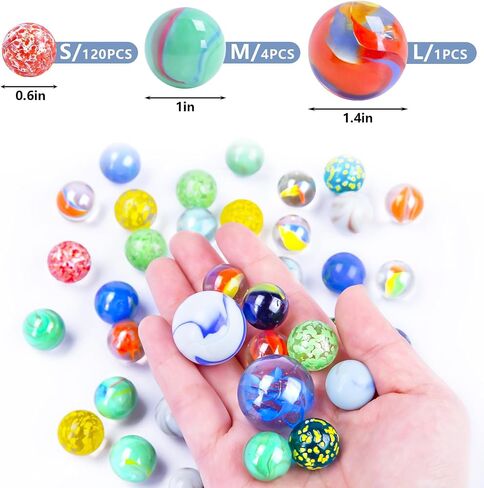 Shindel 125PCS Marbles Games for Kids, Assorted Size Glass Marbles Bulks for Run Games Home Decoration in Saudi Arabia