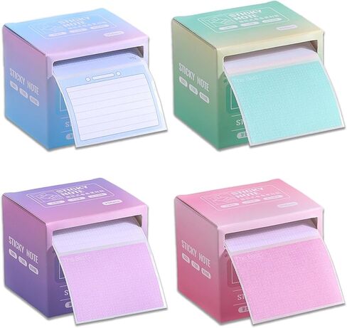 4 Pack Pull-Out Full Adhesive Sticky Notes Roll Tape 1024 Sheets 8 Patterns, 1.8 x 2.5 Inch Cute Sticky Note Pads, Colorful Self-Stick Memo Paper Pad Label Stickers for Writing, 4 Colors in Saudi Arabia