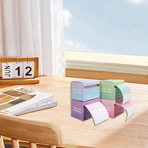 4 Pack Pull-Out Full Adhesive Sticky Notes Roll Tape 1024 Sheets 8 Patterns, 1.8 x 2.5 Inch Cute Sticky Note Pads, Colorful Self-Stick Memo Paper Pad Label Stickers for Writing, 4 Colors in Saudi Arabia