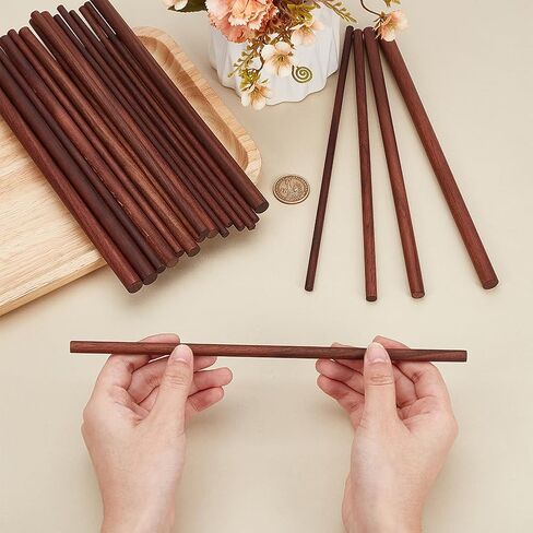 OLYCRFAT 18Pcs 4 Size Walnut Dowel Rods 11.8 Inch Long Dowel Rods Wood Sticks 6/7.6/10/11.7mm Dia Unfinished Round Sticks Wooden Carving Blocks for Building Model Macrame DIY Craft - Coconut Brown in Saudi Arabia