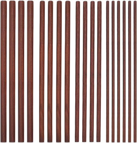 OLYCRFAT 18Pcs 4 Size Walnut Dowel Rods 11.8 Inch Long Dowel Rods Wood Sticks 6/7.6/10/11.7mm Dia Unfinished Round Sticks Wooden Carving Blocks for Building Model Macrame DIY Craft - Coconut Brown in Saudi Arabia