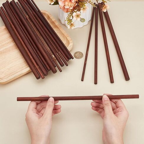 OLYCRFAT 18Pcs 4 Size Walnut Dowel Rods 11.8 Inch Long Dowel Rods Wood Sticks 6/7.6/10/11.7mm Dia Unfinished Round Sticks Wooden Carving Blocks for Building Model Macrame DIY Craft - Coconut Brown in Saudi Arabia