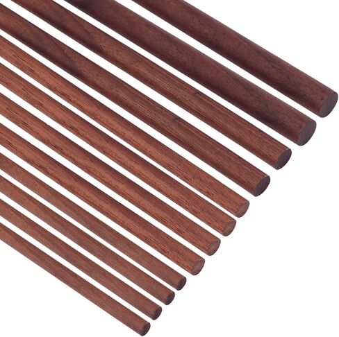 OLYCRFAT 18Pcs 4 Size Walnut Dowel Rods 11.8 Inch Long Dowel Rods Wood Sticks 6/7.6/10/11.7mm Dia Unfinished Round Sticks Wooden Carving Blocks for Building Model Macrame DIY Craft - Coconut Brown in Saudi Arabia