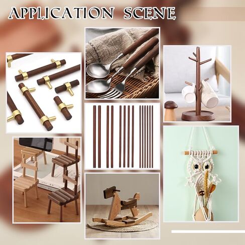 OLYCRFAT 18Pcs 4 Size Walnut Dowel Rods 11.8 Inch Long Dowel Rods Wood Sticks 6/7.6/10/11.7mm Dia Unfinished Round Sticks Wooden Carving Blocks for Building Model Macrame DIY Craft - Coconut Brown in Saudi Arabia